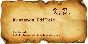 Kuszenda Dávid névjegykártya